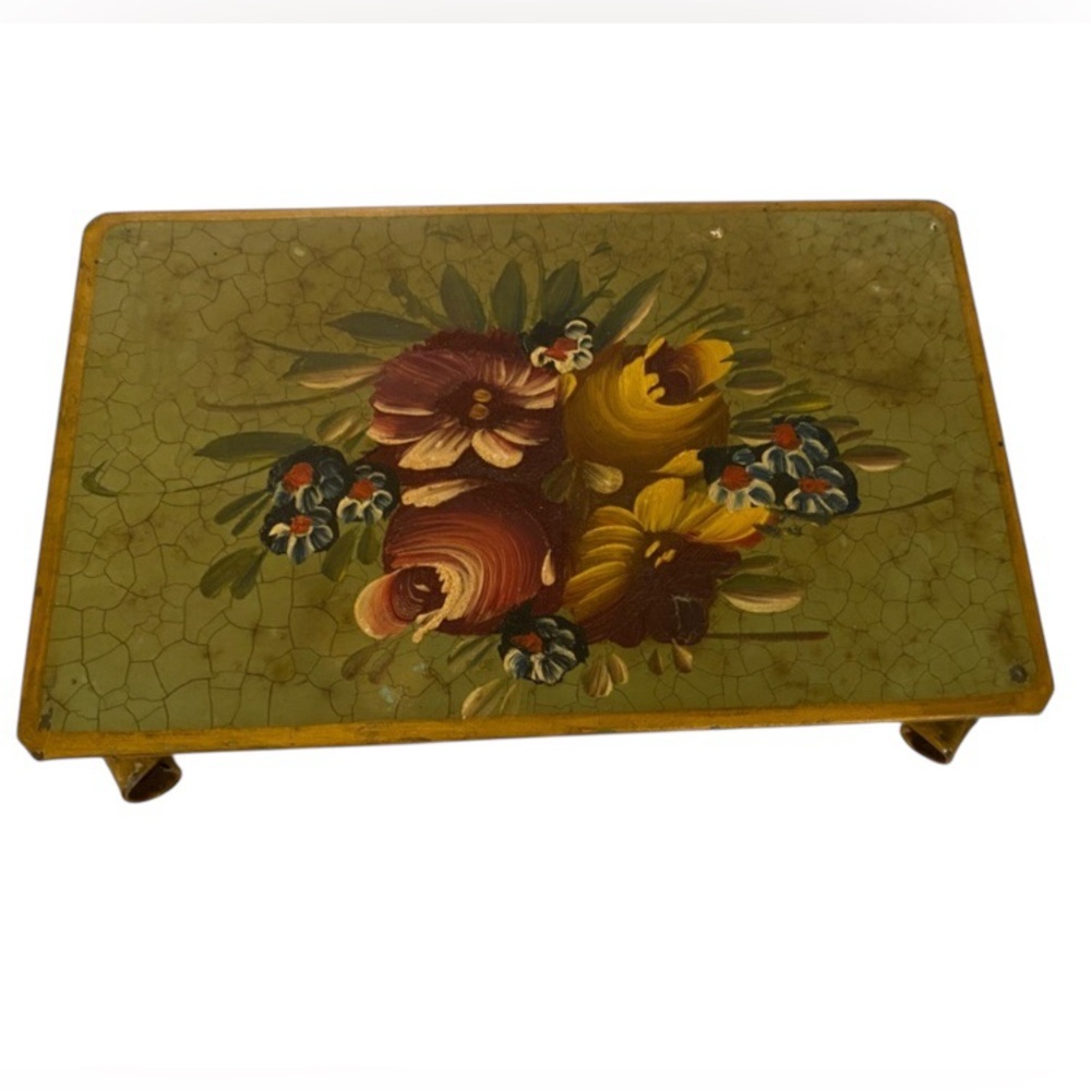 Vintage Dutch Toleware Metal Cigarette Box on Feet